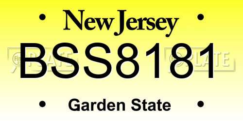 BSS8181 New Jersey License Plate