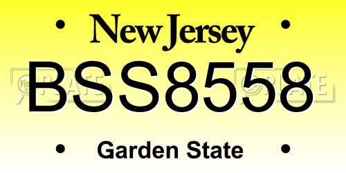 BSS8558 New Jersey License Plate
