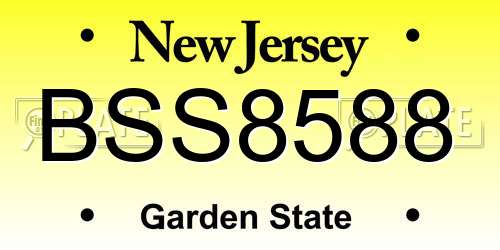 BSS8588 New Jersey License Plate