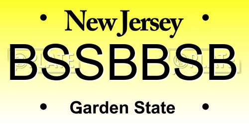 BSSBBSB New Jersey License Plate