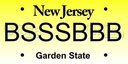 BSSSBBB New Jersey License Plate