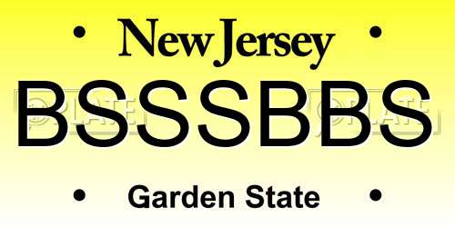 BSSSBBS New Jersey License Plate