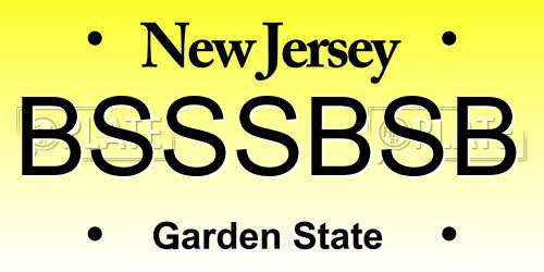BSSSBSB New Jersey License Plate