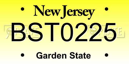BST0225 New Jersey License Plate