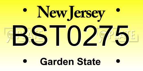 BST0275 New Jersey License Plate