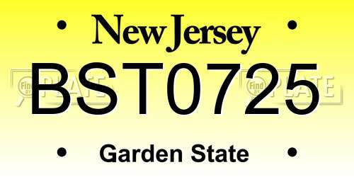 BST0725 New Jersey License Plate