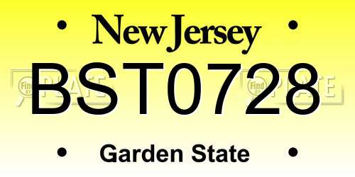 BST0728 New Jersey License Plate