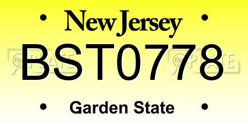 BST0778 New Jersey License Plate