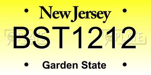 BST1212 New Jersey License Plate
