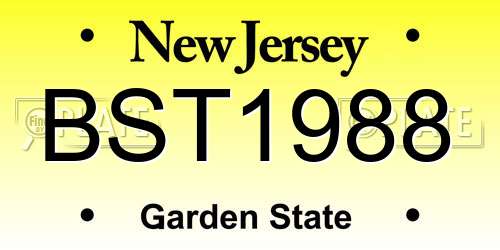 BST1988 New Jersey License Plate