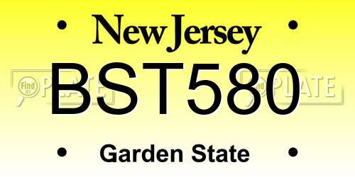 BST580 New Jersey License Plate