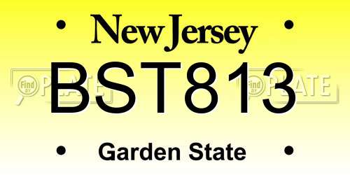 BST813 New Jersey License Plate