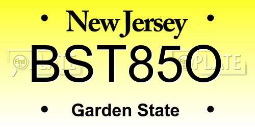 BST85O New Jersey License Plate