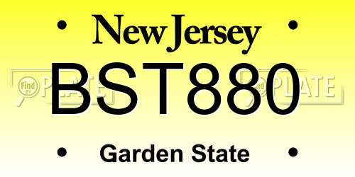 BST880 New Jersey License Plate