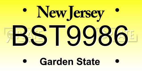 BST9986 New Jersey License Plate