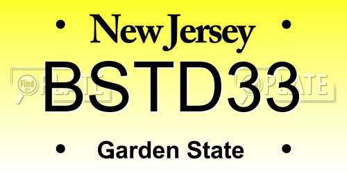 BSTD33 New Jersey License Plate
