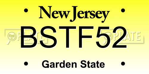 BSTF52 New Jersey License Plate