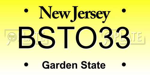 BSTO33 New Jersey License Plate