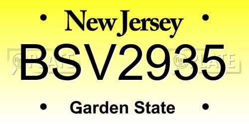 BSV2935 New Jersey License Plate