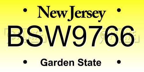 BSW9766 New Jersey License Plate