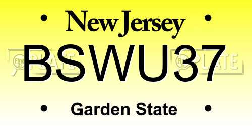 BSWU37 New Jersey License Plate
