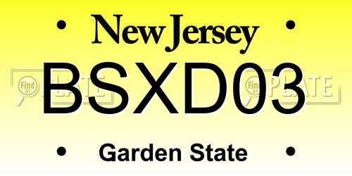 BSXD03 New Jersey License Plate