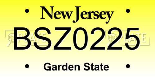 BSZ0225 New Jersey License Plate