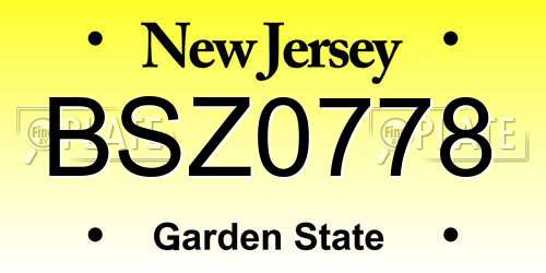 BSZ0778 New Jersey License Plate