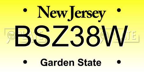 BSZ38W New Jersey License Plate