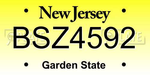 BSZ4592 New Jersey License Plate