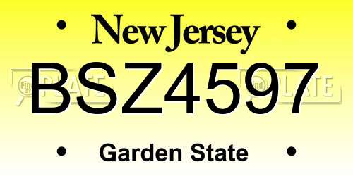 BSZ4597 New Jersey License Plate