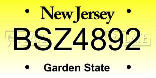 BSZ4892 New Jersey License Plate