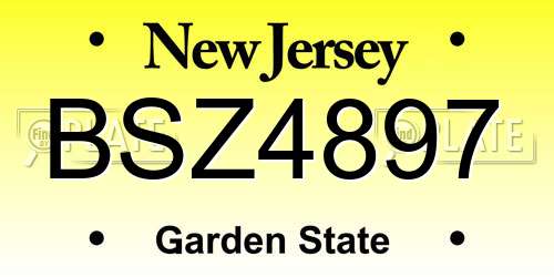 BSZ4897 New Jersey License Plate