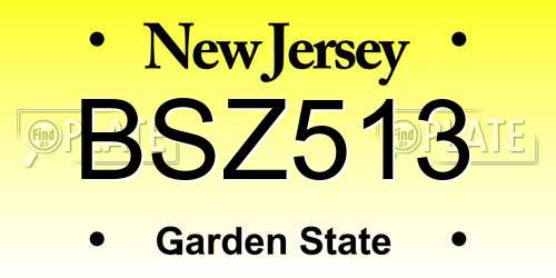 BSZ513 New Jersey License Plate