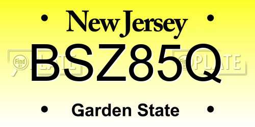 BSZ85Q New Jersey License Plate