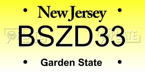BSZD33 New Jersey License Plate