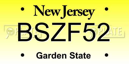 BSZF52 New Jersey License Plate