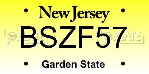 BSZF57 New Jersey License Plate