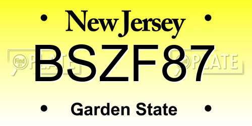 BSZF87 New Jersey License Plate
