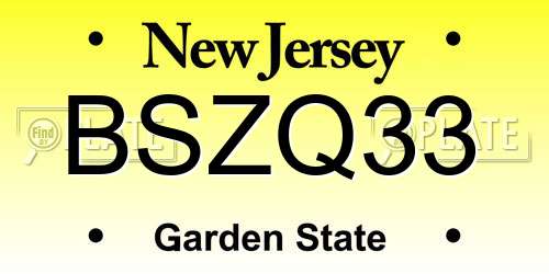 BSZQ33 New Jersey License Plate