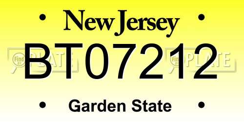 BT07212 New Jersey License Plate