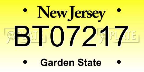 BT07217 New Jersey License Plate
