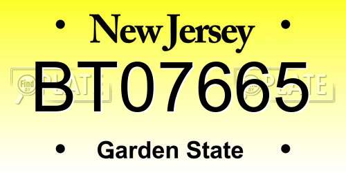 BT07665 New Jersey License Plate