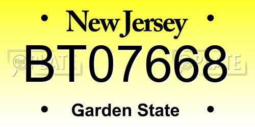 BT07668 New Jersey License Plate