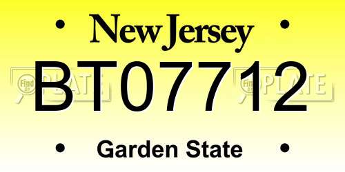 BT07712 New Jersey License Plate