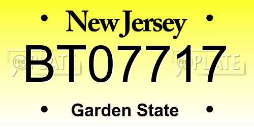 BT07717 New Jersey License Plate