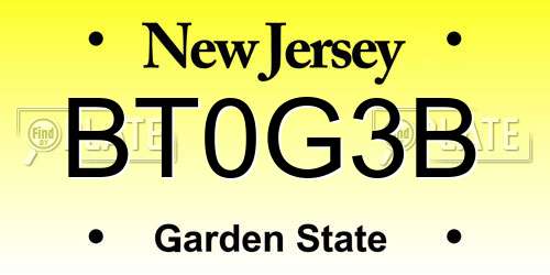 BT0G3B New Jersey License Plate