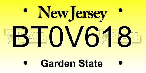 BT0V618 New Jersey License Plate