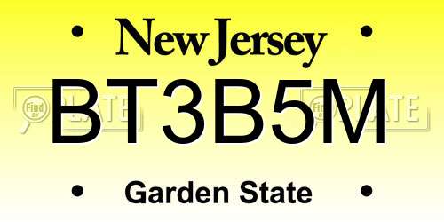 BT3B5M New Jersey License Plate