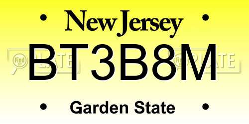 BT3B8M New Jersey License Plate